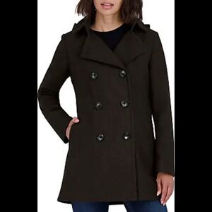 Calvin Klein Double-Breasted Wool Peacoat Brown